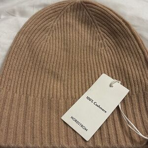 Nordstrom Cashmere knit Beanie in Tan NWT